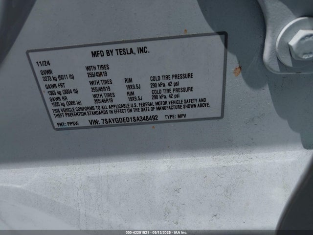 2025 TESLA MODEL Y 7SAYGDED1SA348492 Photo 8