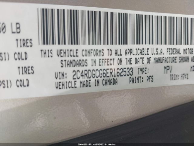 2C4RDGCG6ER162533 Dodge Grand Caravan Sxt
