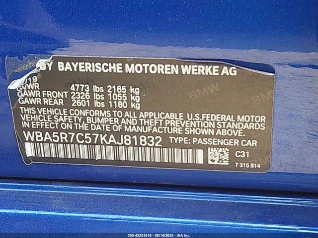 WBA5R7C57KAJ81832 BMW 330I