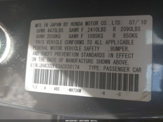 2010 ACURA TSX JH4CU2F63AC036174 Photo 8