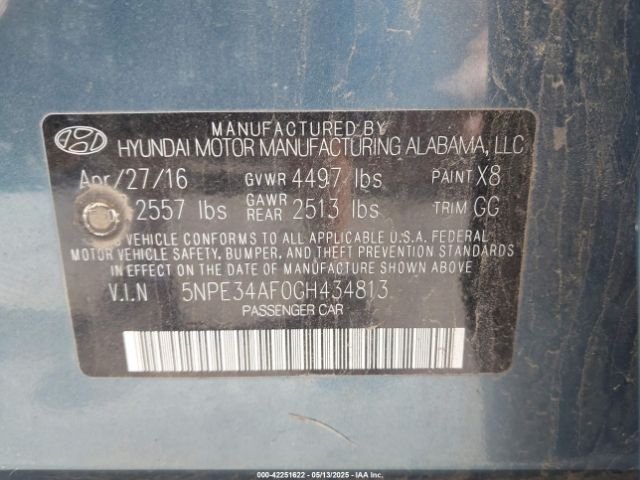 5NPE34AF0GH434813 Hyundai Sonata Sport