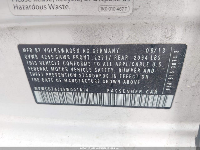 WVWGD7AJ3EW001814 Volkswagen Gti Driver's Edition