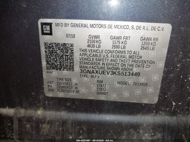 2019 CHEVROLET EQUINOX 3GNAXUEV3KS513449 Photo 8