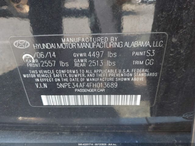 5NPE34AF4FH013689 Hyundai Sonata Limited