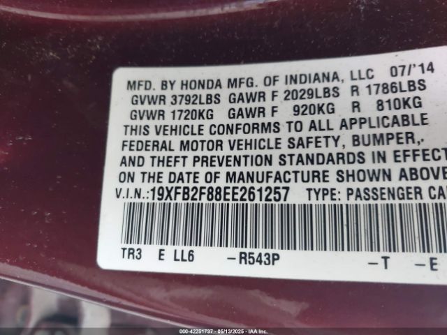 19XFB2F88EE261257 Honda CIVIC EX