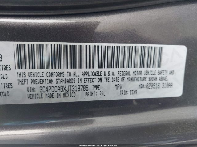 3C4PDCABXJT319785 Dodge JOURNEY SE