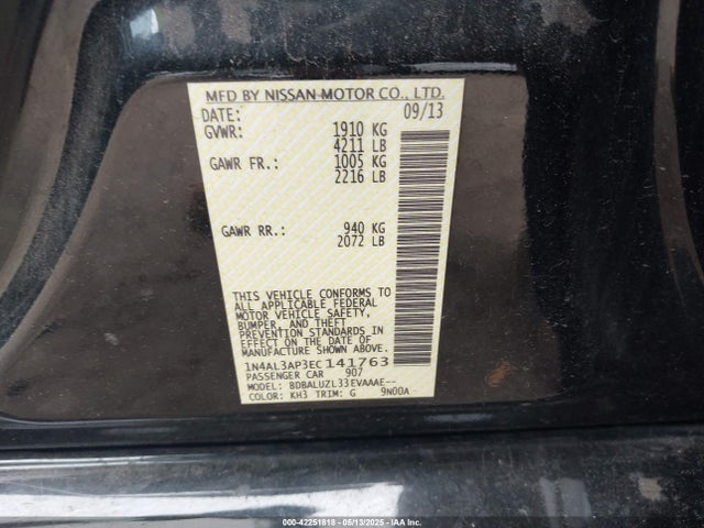Nissan Altima 2.5 Sv 2014 1N4AL3AP3EC141763 Image 9