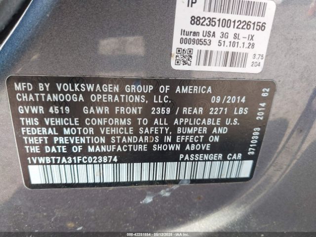 1VWBT7A31FC023874 Volkswagen Passat 1.8t Se