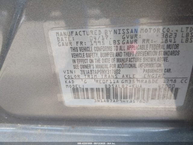 3N1AB7AP9HY317802 Nissan SENTRA S