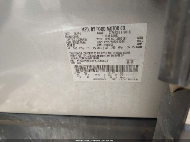 1FM5K8F83FGA15602 Ford Explorer Limited