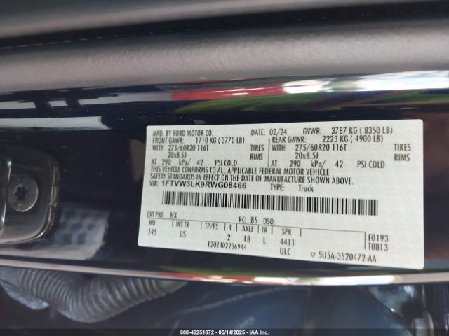 2024 FORD F-150 LIGHTNING 1FTVW3LK9RWG08466 Photo 8