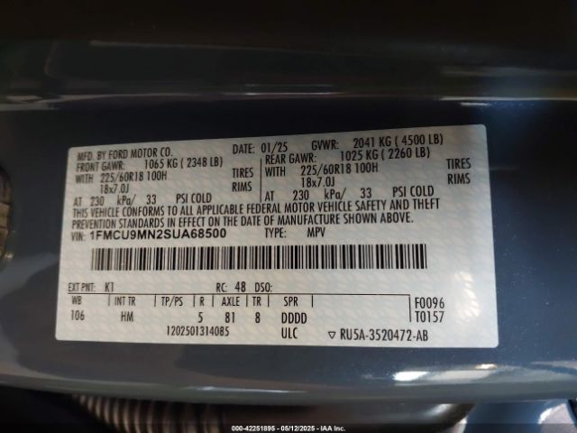 2025 FORD ESCAPE 1FMCU9MN2SUA68500 Photo 8