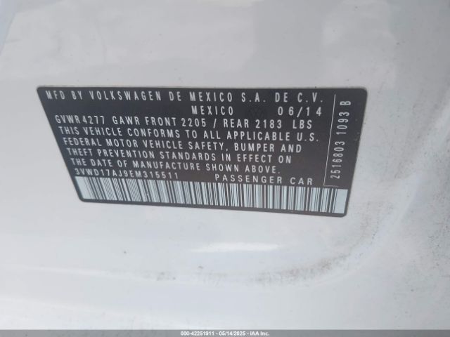3VWD17AJ9EM315511 Volkswagen Jetta 1.8t Se