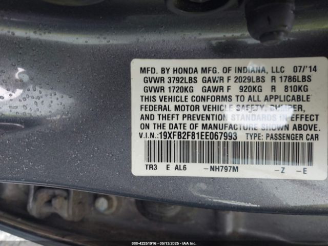 19XFB2F81EE067993 Honda CIVIC EX