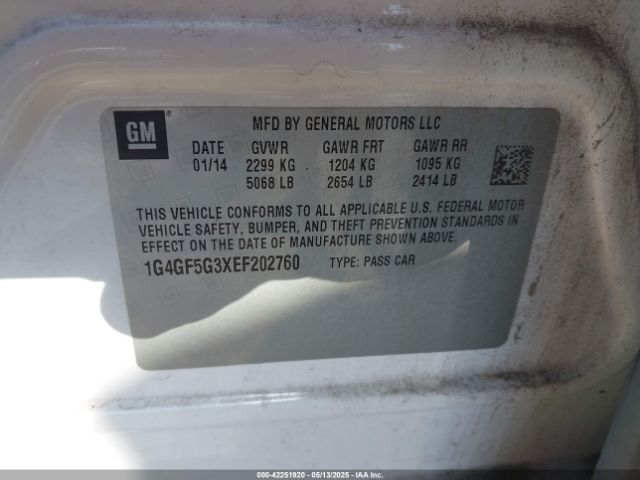 1G4GF5G3XEF202760 Buick Lacrosse Premium Ii Group