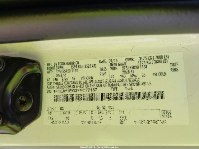 1FTEW1EG2FFC77187 Ford F-150 Platinum