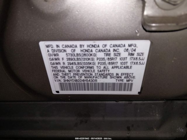 2004 ACURA MDX 2HNYD18224H543011 Photo 8