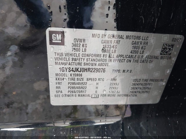2017 CADILLAC ESCALADE ESV 1GYS4JKJ0HR229076 Photo 8