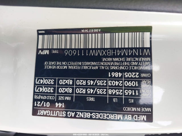 W1N4M4HBXMW111606 Mercedes-Benz m260