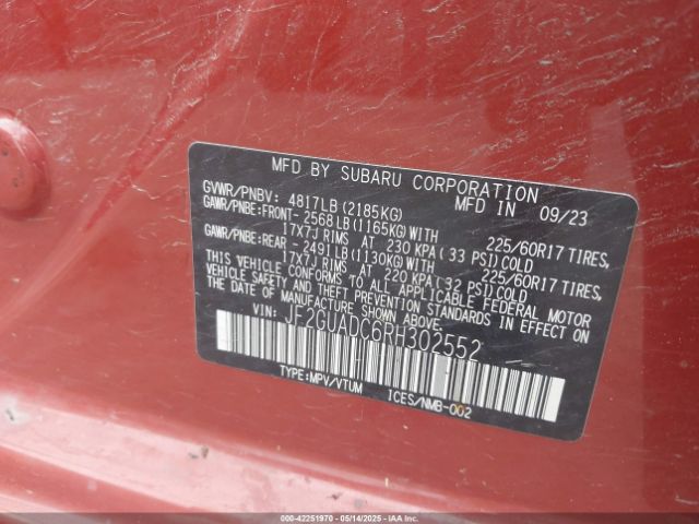 2024 SUBARU CROSSTREK JF2GUADC6RH302552 Photo 8