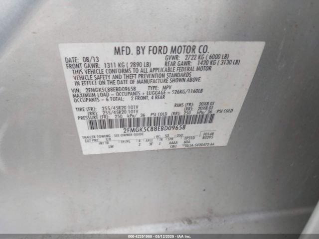 2FMGK5C88EBD09658 Ford FLEX SEL