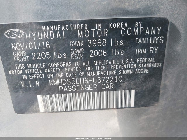 KMHD35LH6HU372210 Hyundai ELANTRA GT