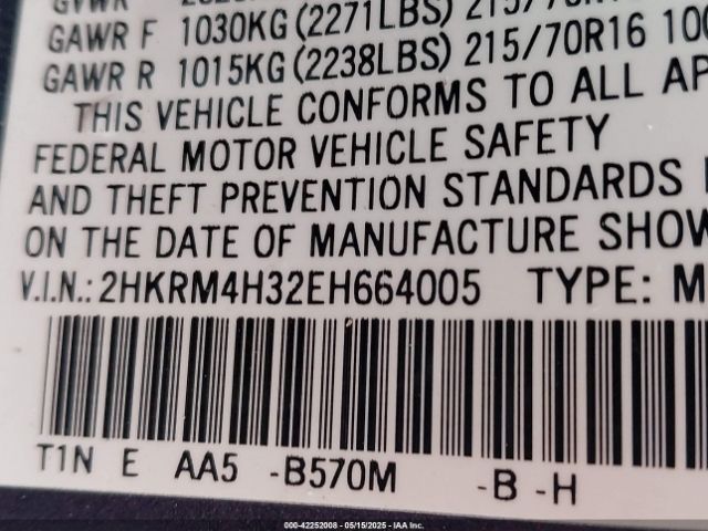 2HKRM4H32EH664005 Honda CR-V LX