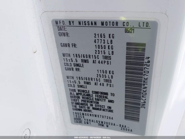 3N6CM0KN9MK707264 Nissan Nv200  Cargo Sv Xtronic Cvt