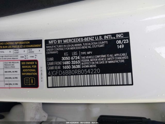 4JGFD6BB0RB054220 Mercedes-Benz m256