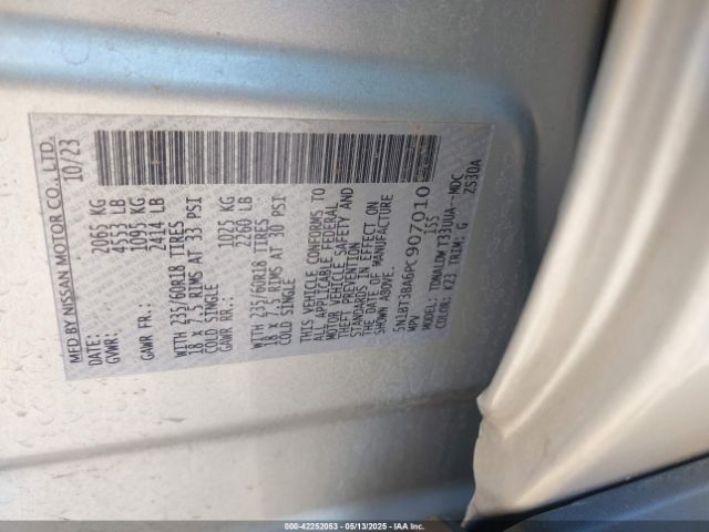 5N1BT3BA6PC907010 Nissan Rogue Sv Fwd