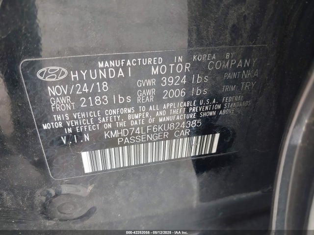 KMHD74LF6KU824385 Hyundai ELANTRA SE
