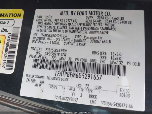 2016 FORD MUSTANG 1FATP8EM6G5291657 Photo 8