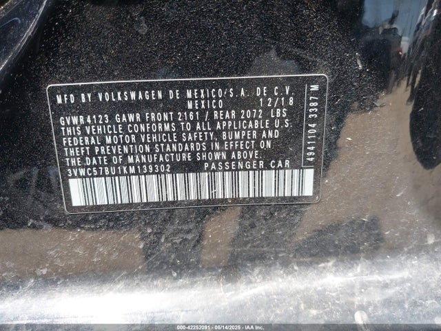 3VWC57BU1KM139302 Volkswagen 1.4 tsi