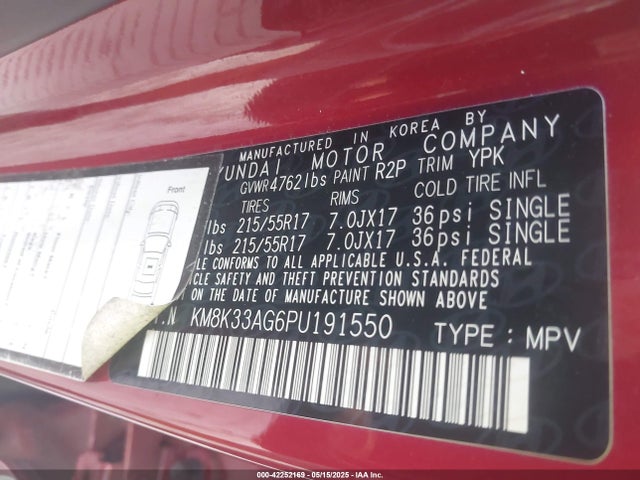 KM8K33AG6PU191550 Hyundai Kona Electric Sel
