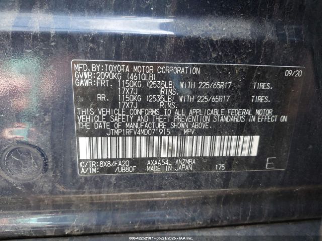 JTMP1RFV4MD071915 Toyota Rav4 Xle