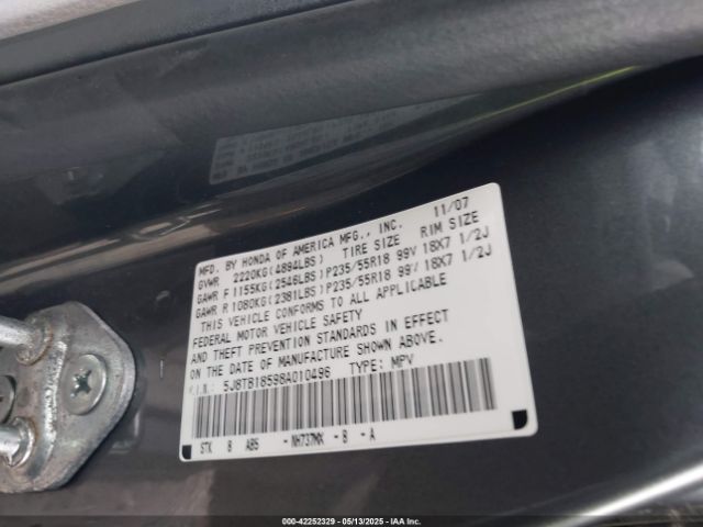 2008 ACURA RDX 5J8TB18598A010496 Photo 8