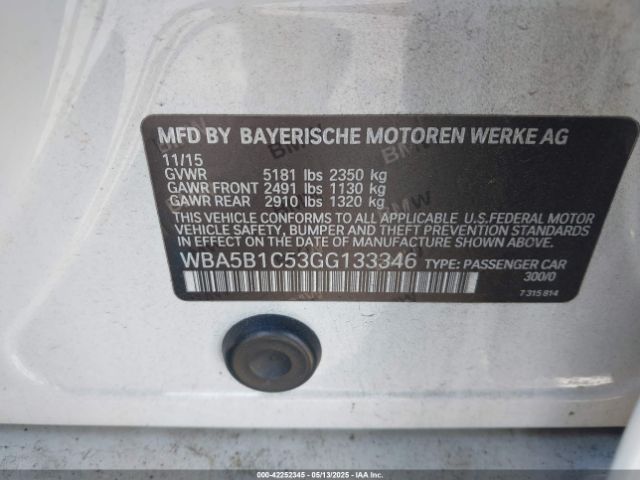 WBA5B1C53GG133346 BMW 535i