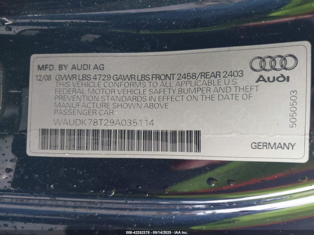 2009 AUDI A5 WAUDK78T29A035114 Photo 8