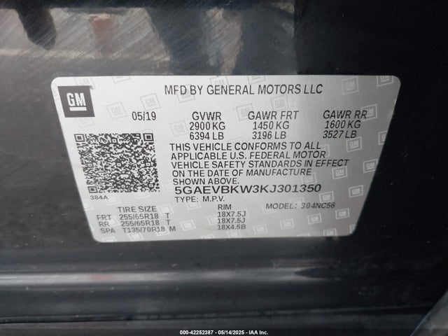 5GAEVBKW3KJ301350 Buick Enclave Awd Premium