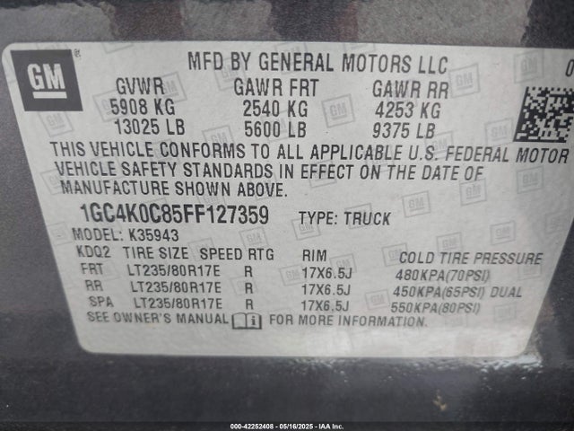 1GC4K0C85FF127359 Chevrolet 3500