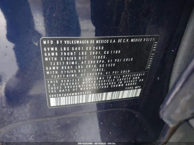 2021 VOLKSWAGEN TIGUAN 3VV2B7AX6MM093344 Photo 8