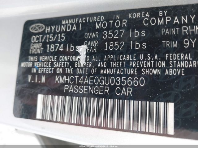 KMHCT4AE0GU035660 Hyundai ACCENT SE