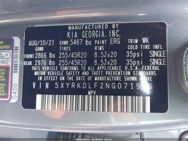 2022 KIA SORENTO 5XYRKDLF2NG071906 Photo 8