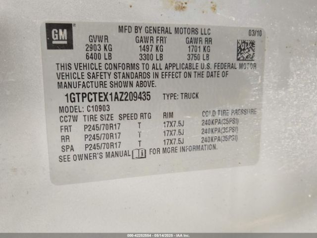 2010 GMC SIERRA 1500 1GTPCTEX1AZ209435 Photo 8