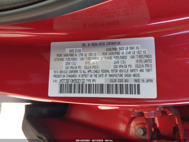 JM3TCBEY9M0500122 Mazda Cx-9 Signature