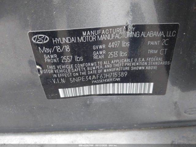 2018 HYUNDAI SONATA 5NPE34AF6JH715389 Photo 8