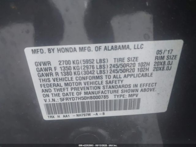 2017 ACURA MDX SPORT HYBRID 5FRYD7H50HB000785 Photo 8