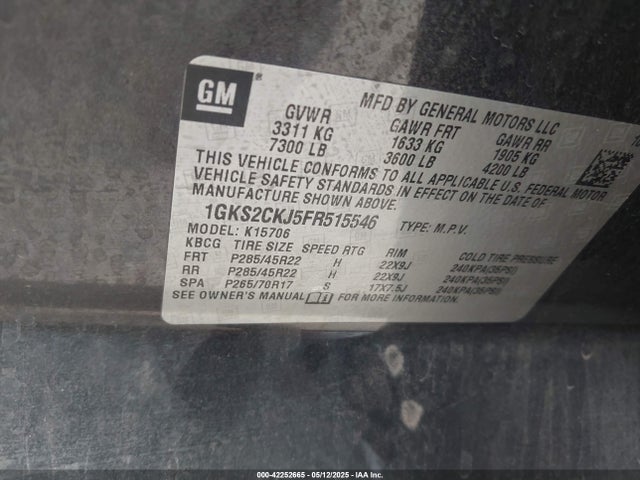 1GKS2CKJ5FR515546 GMC l86 - vvt, afm, e85 max, aluminum