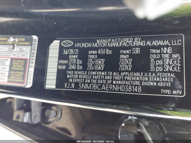 2022 HYUNDAI TUCSON 5NMJBCAE9NH038148 Photo 8