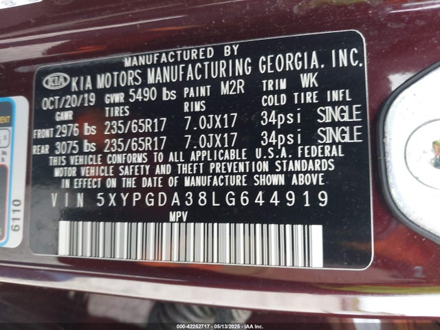 5XYPGDA38LG644919 KIA gdi theta-ii